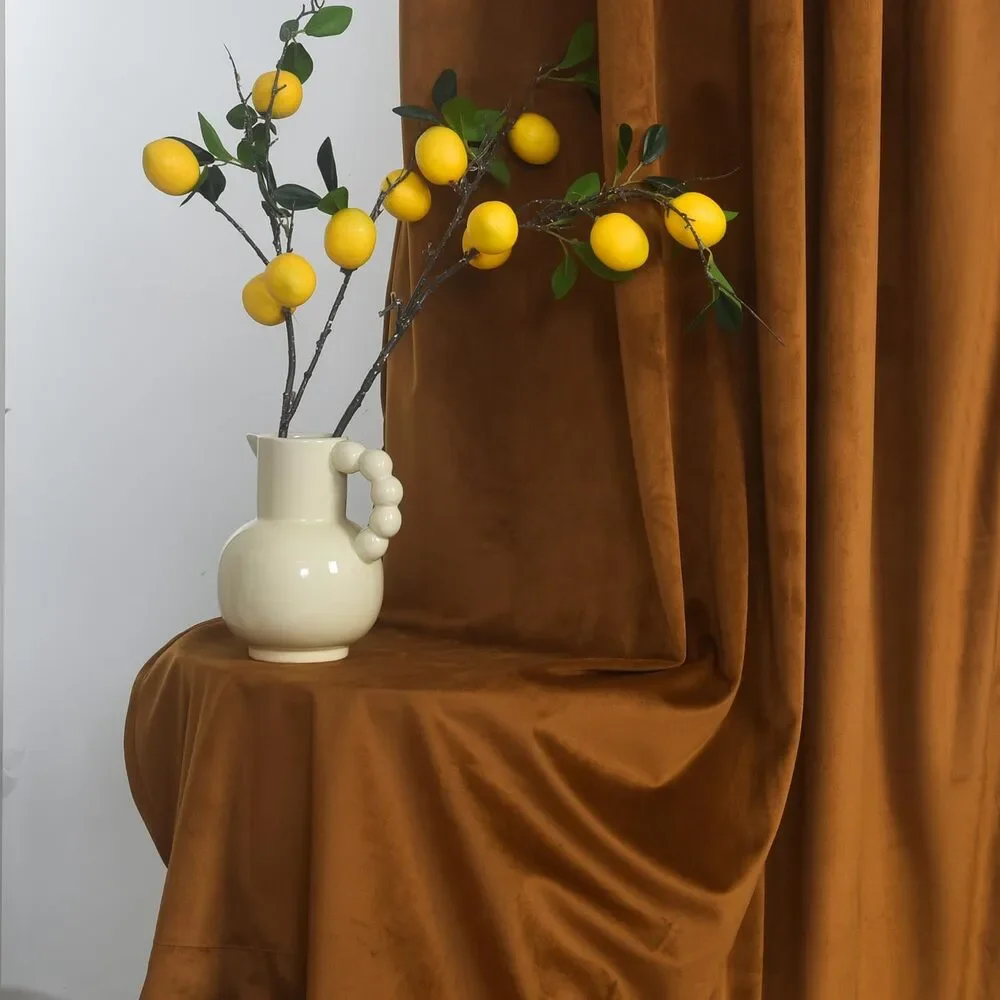Luxury Soft Brown Velvet Curtains 96 inches